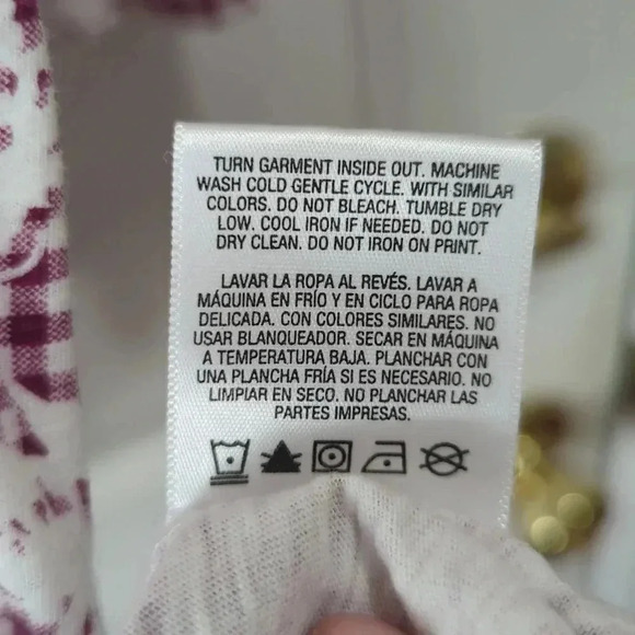 Basic Editions | Gingham Plaid Floral Women's Blouse ¾ Sleeves - Size XL - Picture 7 of 8